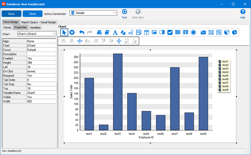 This image shows the report design after creation of the first dataset for fiscal year 2006.